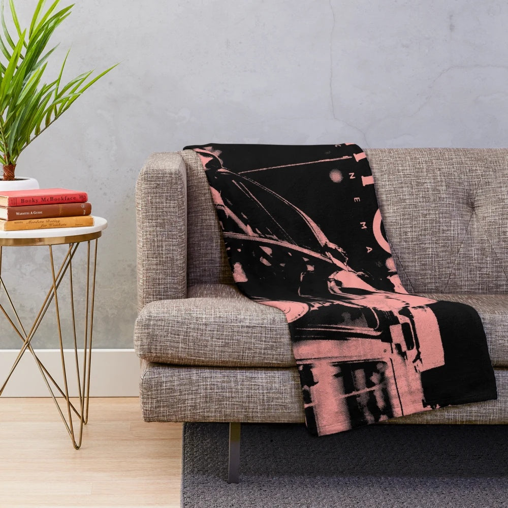 Retro 80s cinema-themed plush blanket