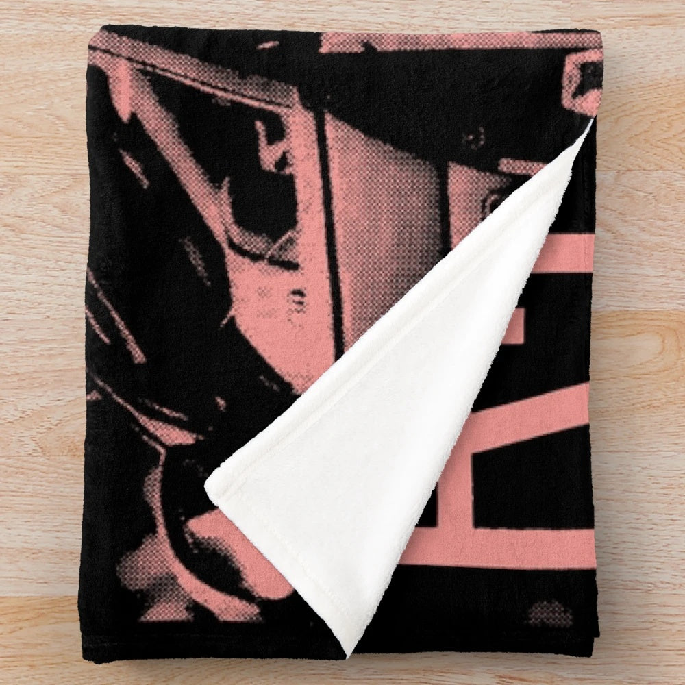 Retro 80s cinema-themed plush blanket