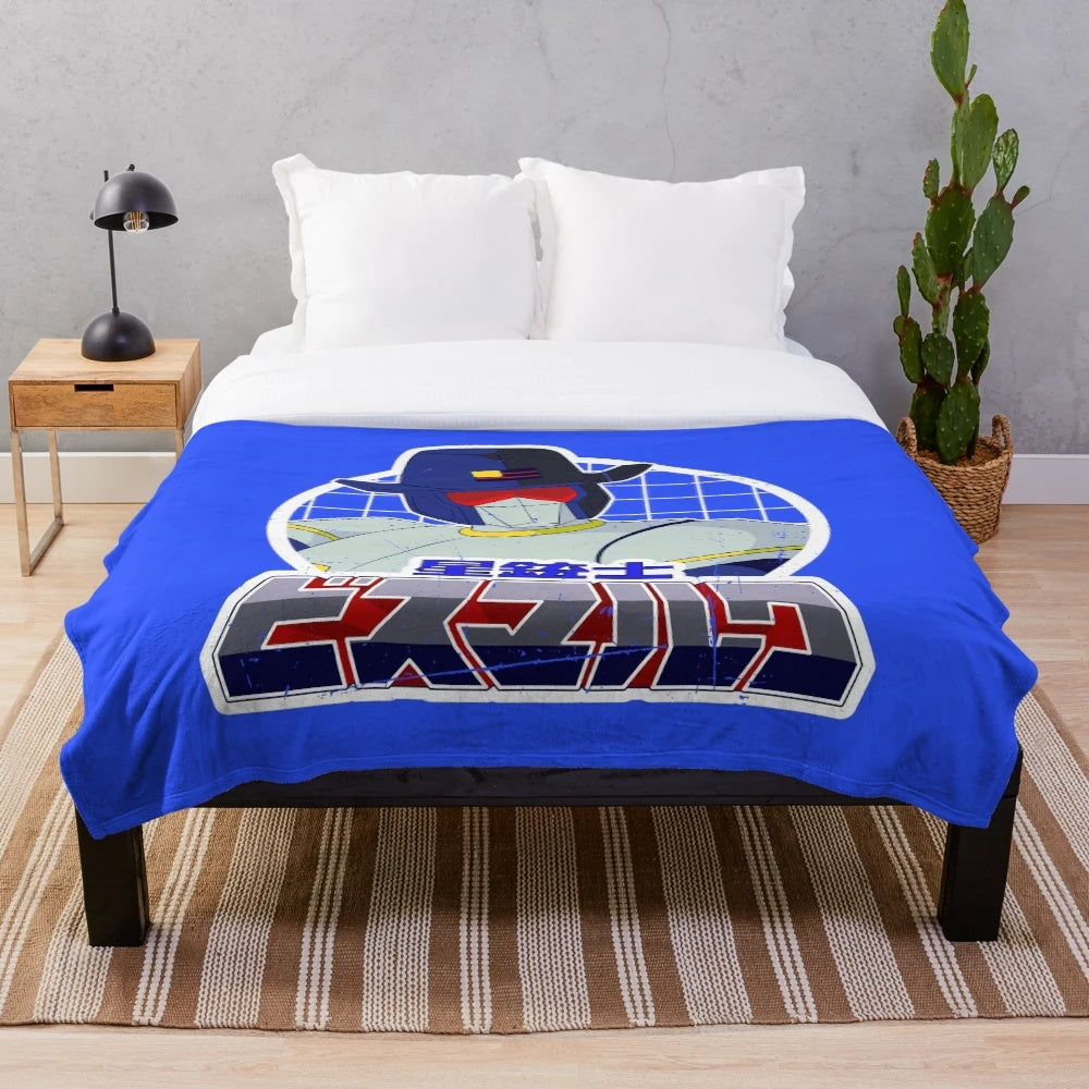 Retro cowboy plush blanket featuring a western-style design