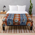 Vintage-style plush blanket with classic Christmas characters and imagery