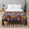 Retro style plush blanket featuring a collage of haunted mansion imagery