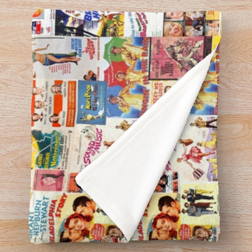 Plush blanket featuring vintage Hollywood movie themes