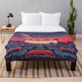 Cinematic Skies Plush Blanket featuring a retro movie and car theater design