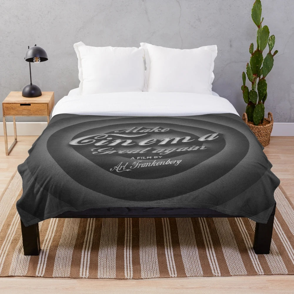 Soft plush blanket with retro movie theme