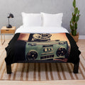 Retro movie themed plush blanket with classic cinema design