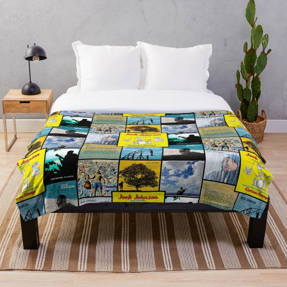 Soft and plush blanket featuring vintage-inspired retro music and Americana folk art design