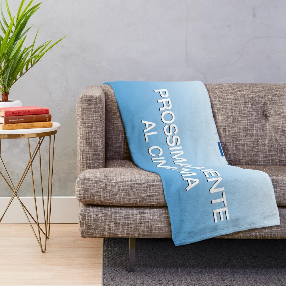 Plush blanket with a cinema-inspired design