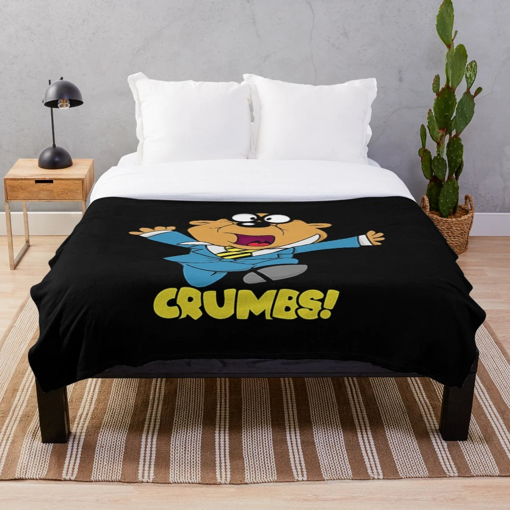 Plush blanket with 70s cartoon-inspired design