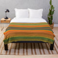 Retro plush blanket with bold color stripes