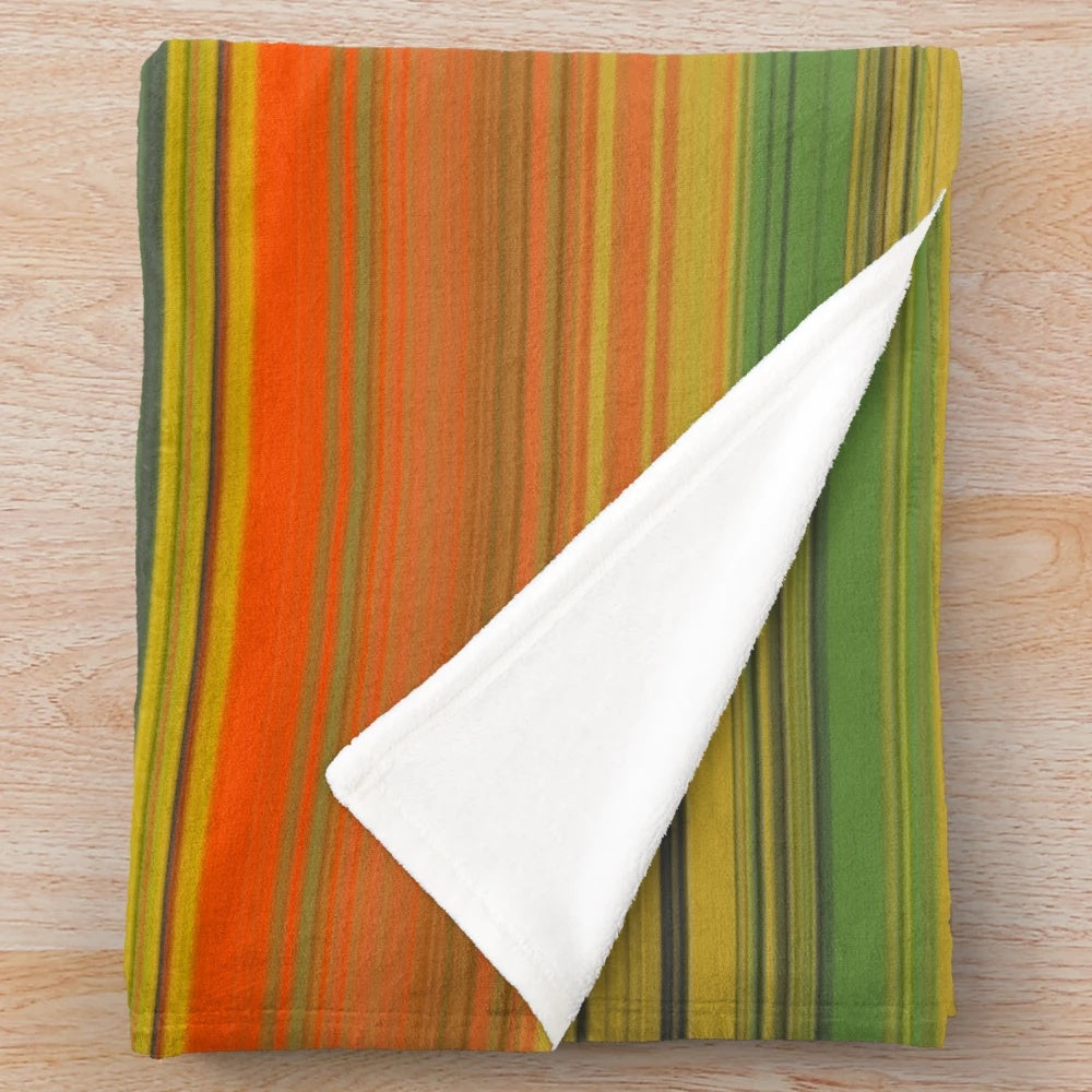Retro plush blanket with bold color stripes