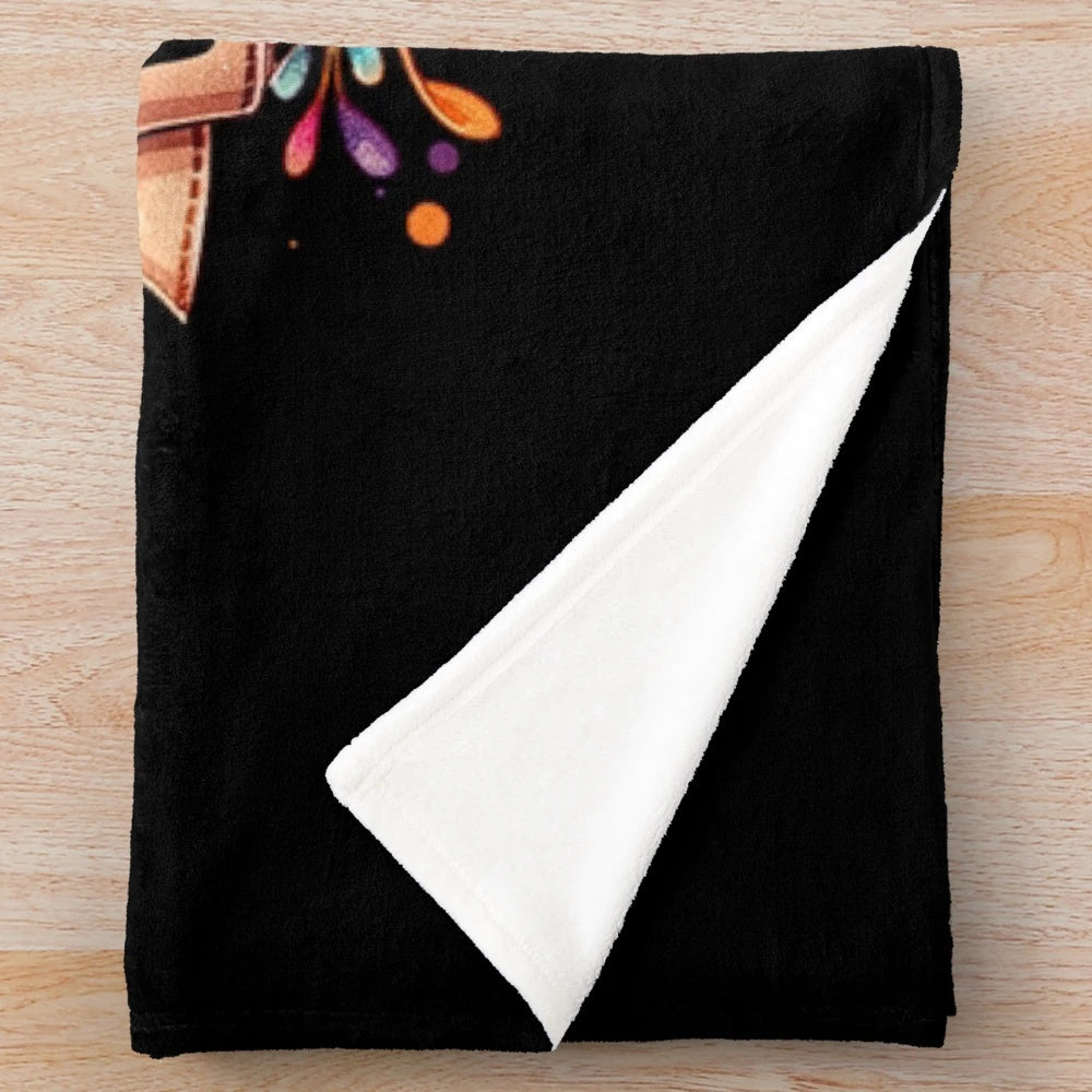Retro fall inspired plush blanket featuring a pumpkin pattern in an autumn glam design