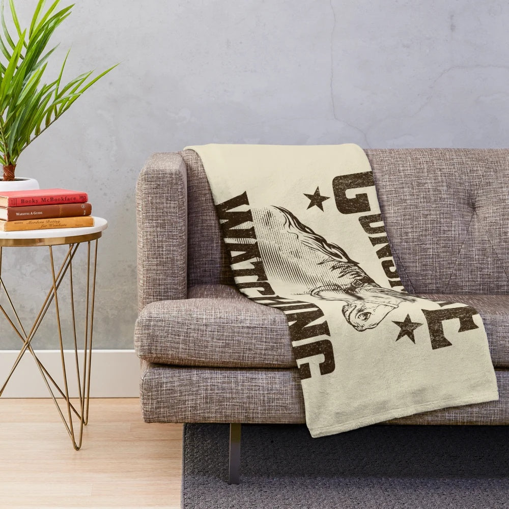 Gunsmoke-themed plush blanket with classic western design