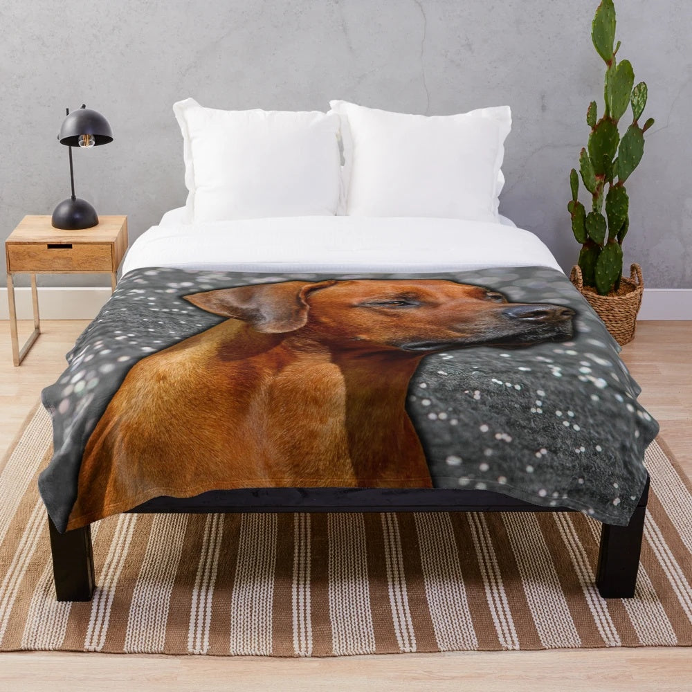 Rhodesian Ridgeback dog silhouette plush blanket