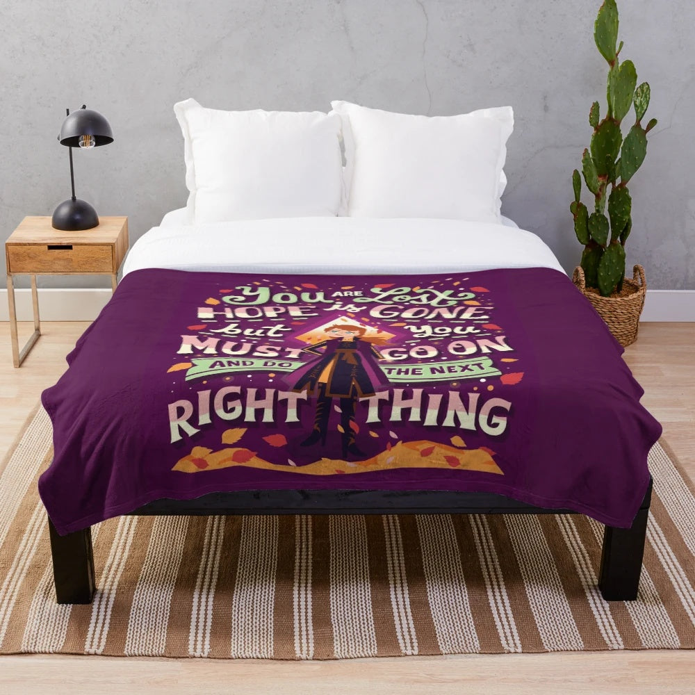 Cozy "Right Thing" Plush Blanket with Festive Winter-Themed Typography