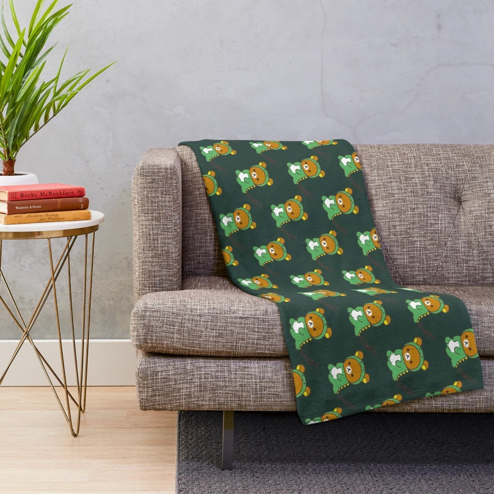 Rilakkuma-themed plush blanket with dino dragon costume design