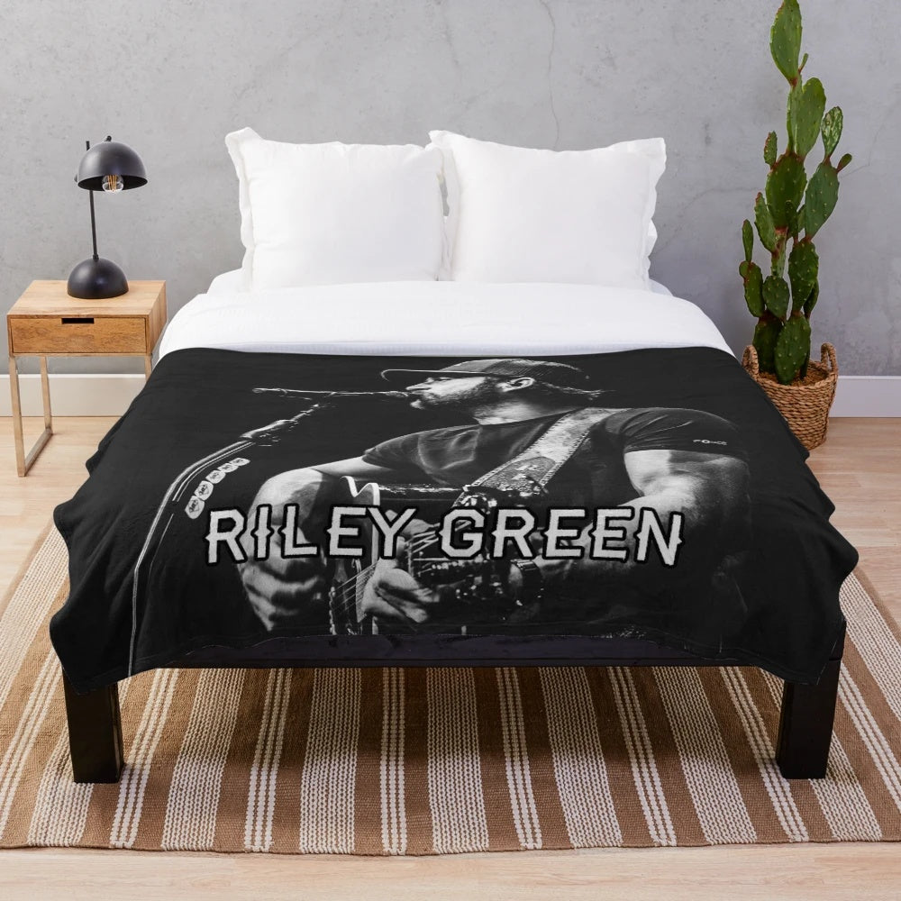 Riley Green country music inspired plush blanket