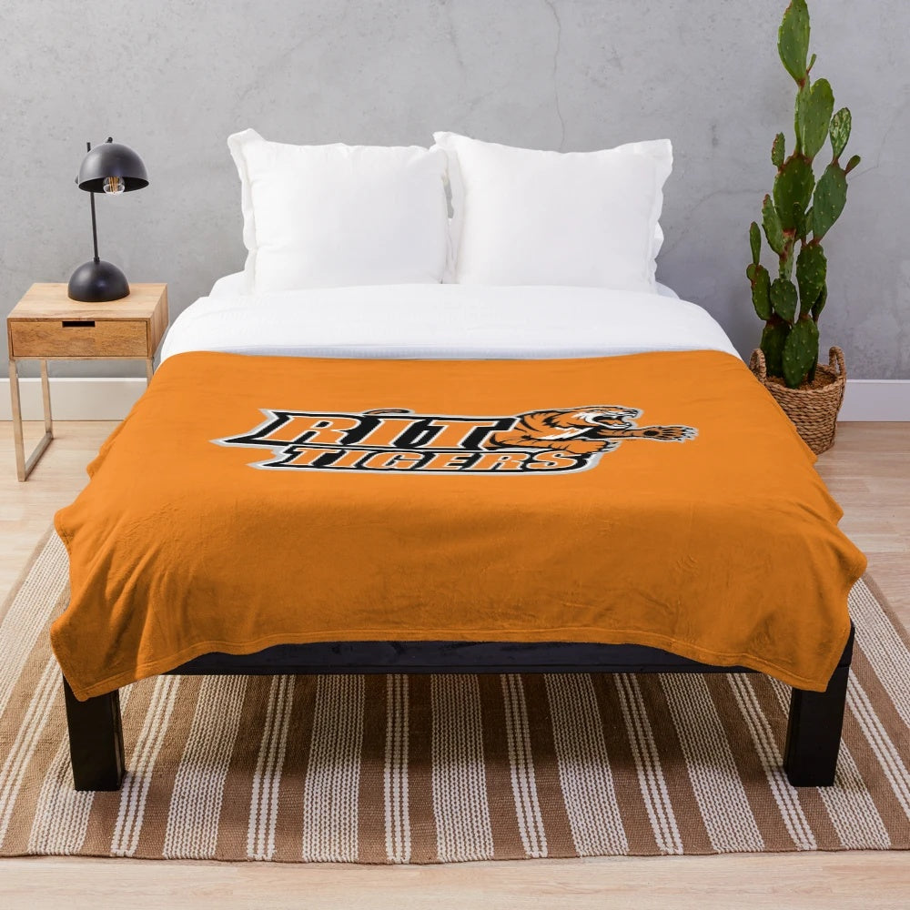 RIT Tigers logo on a soft, plush blanket