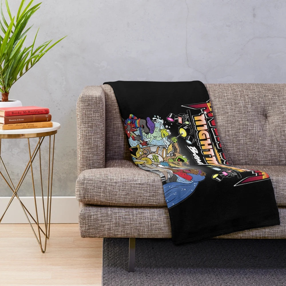 River Bottom Nightmare Band plush blanket featuring cute otters and muppets
