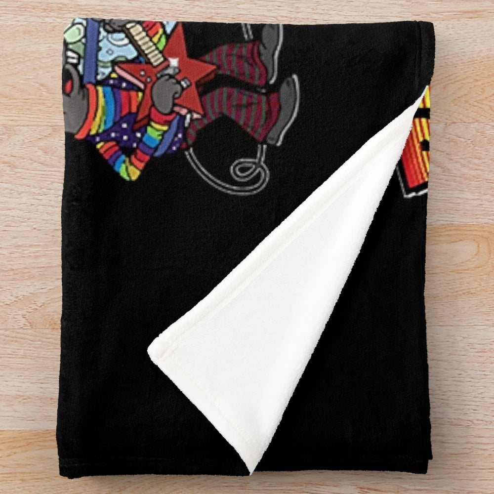 River Bottom Nightmare Band plush blanket featuring cute otters and muppets