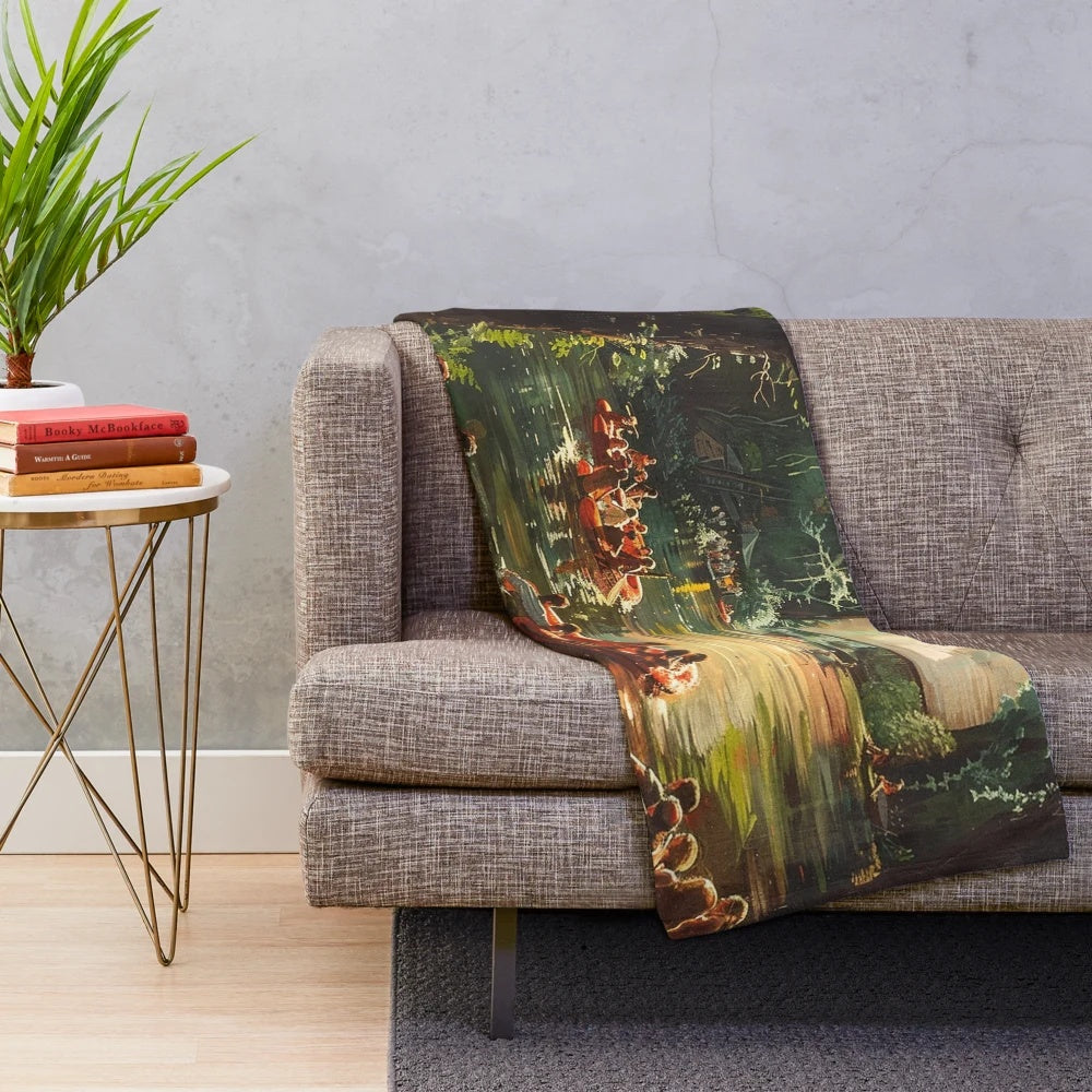 Plush blanket with a cinematic river nature design