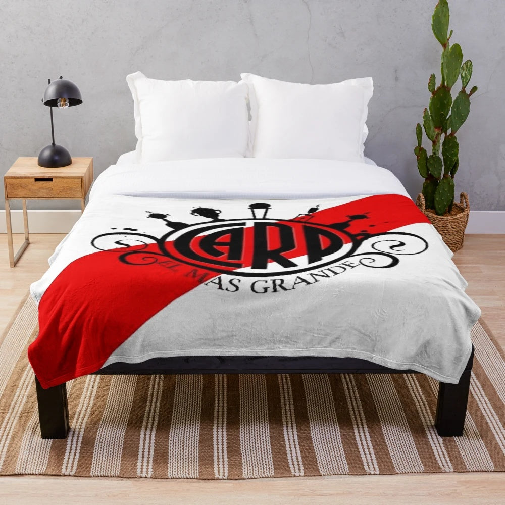 River Plate inspired plush blanket with classic football design