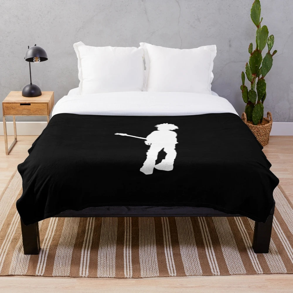 Plush blanket with Robert Smith of The Cure silhouette design