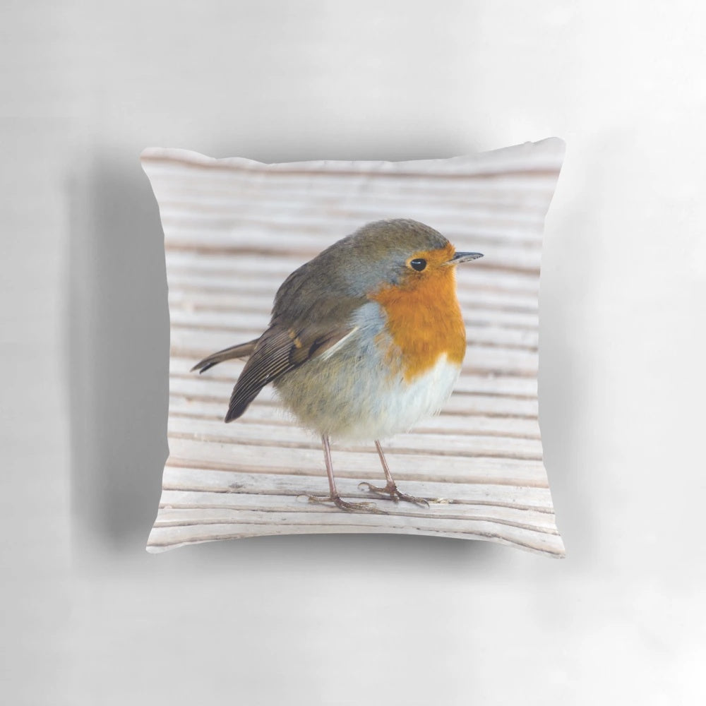 Soft, plush robin bird-themed pillow for Christmas home decor