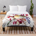 Cozy robin bird plush blanket with watercolor art design
