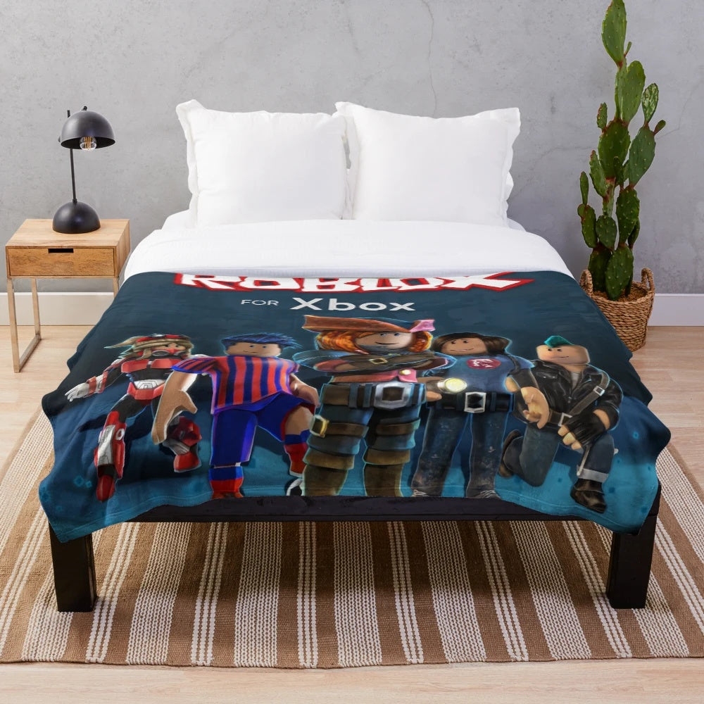 Roblox-themed plush blanket featuring a soft and comfortable design