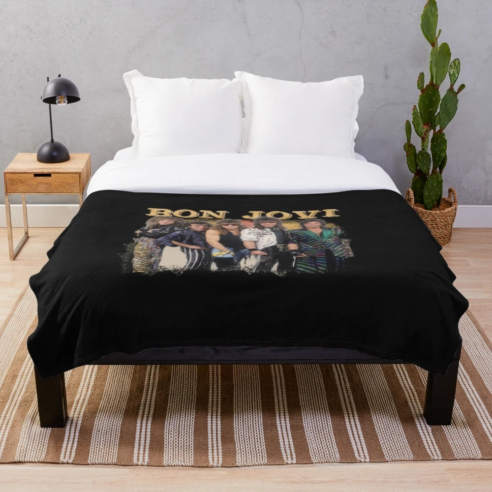Jovi inspired rock band plush blanket