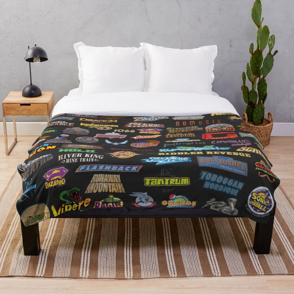Roller coaster-themed plush blanket