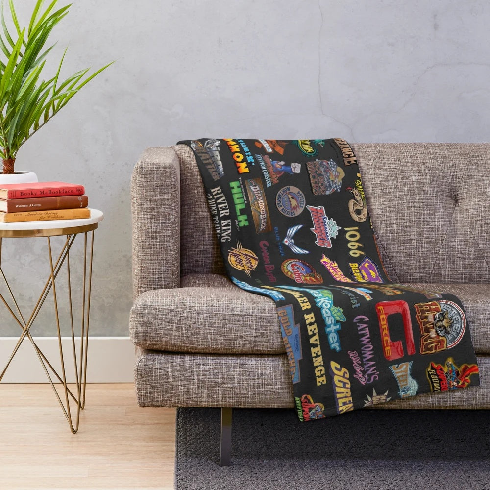 Roller coaster-themed plush blanket