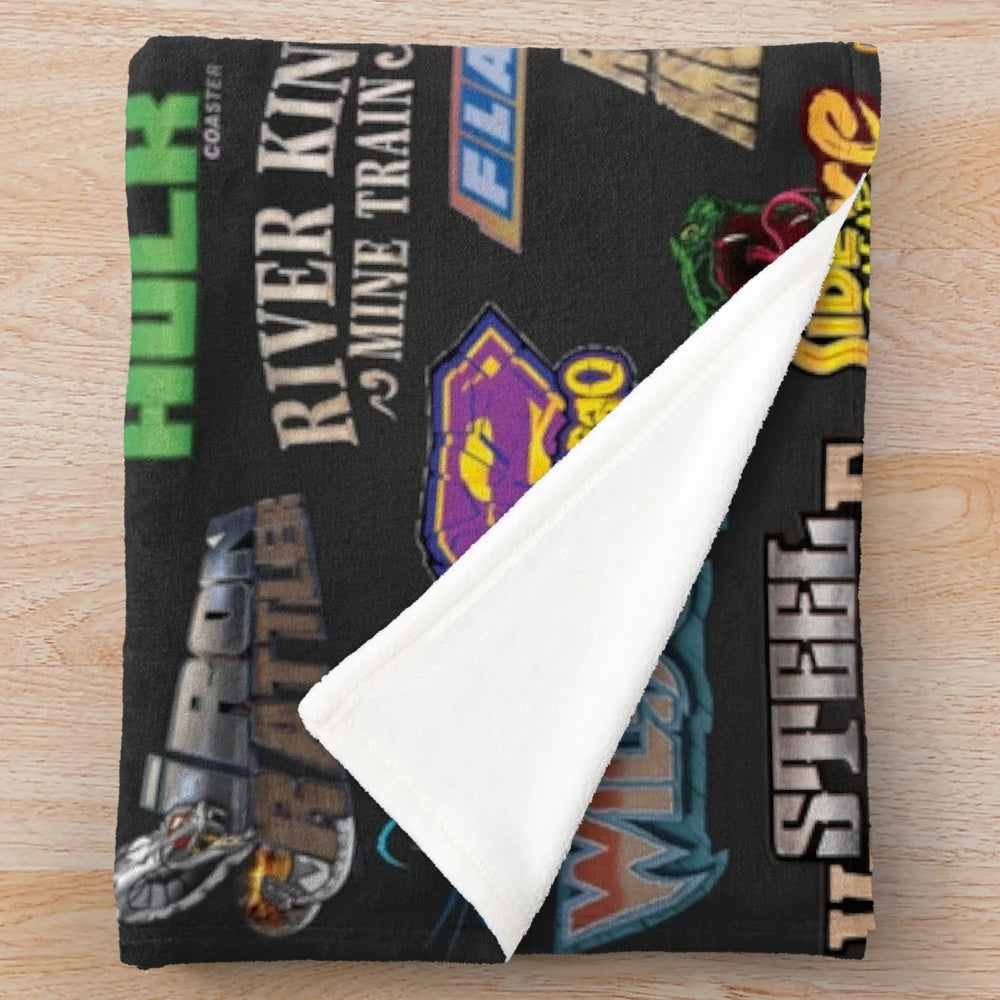 Roller coaster-themed plush blanket