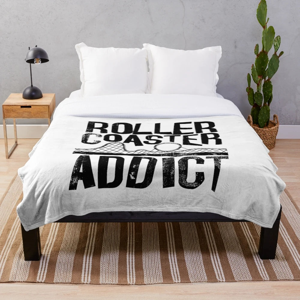 Soft, plush rollercoaster-themed blanket for roller coaster enthusiasts