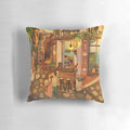 Puuung Illustration No.320 Pillow depicting a romantic couple in a cozy street scene