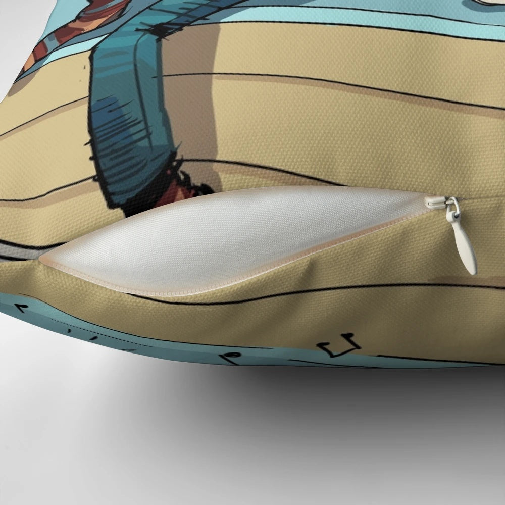 A soft, plush pillow designed for cats to nap comfortably on rooftops or other elevated surfaces.