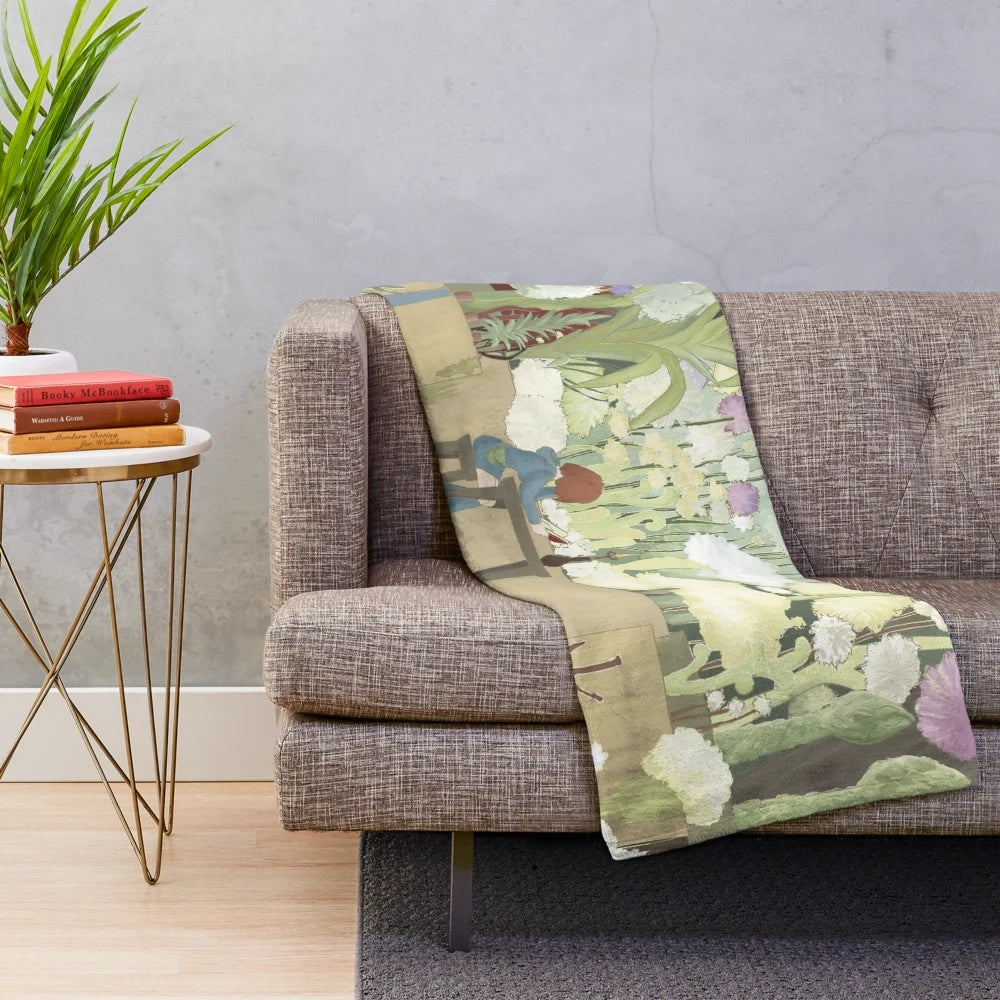 Soft and comfy plush blanket with an anime-inspired design featuring giant plants