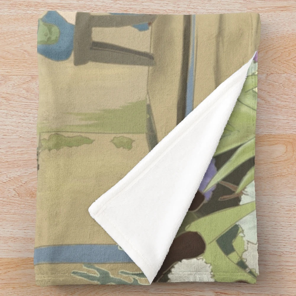 Soft and comfy plush blanket with an anime-inspired design featuring giant plants
