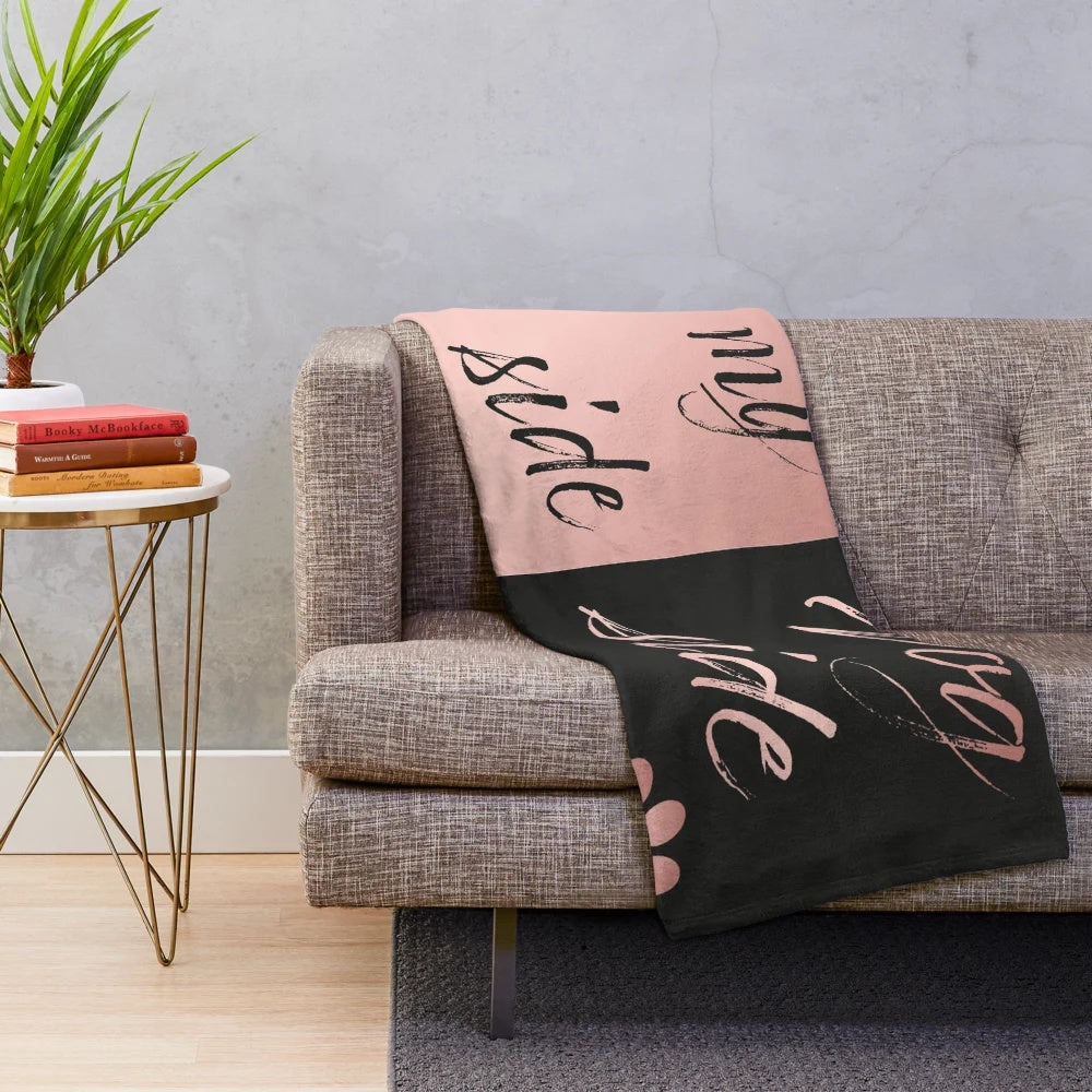 Soft and Plush Rose Gold Dog Paw Print Blanket