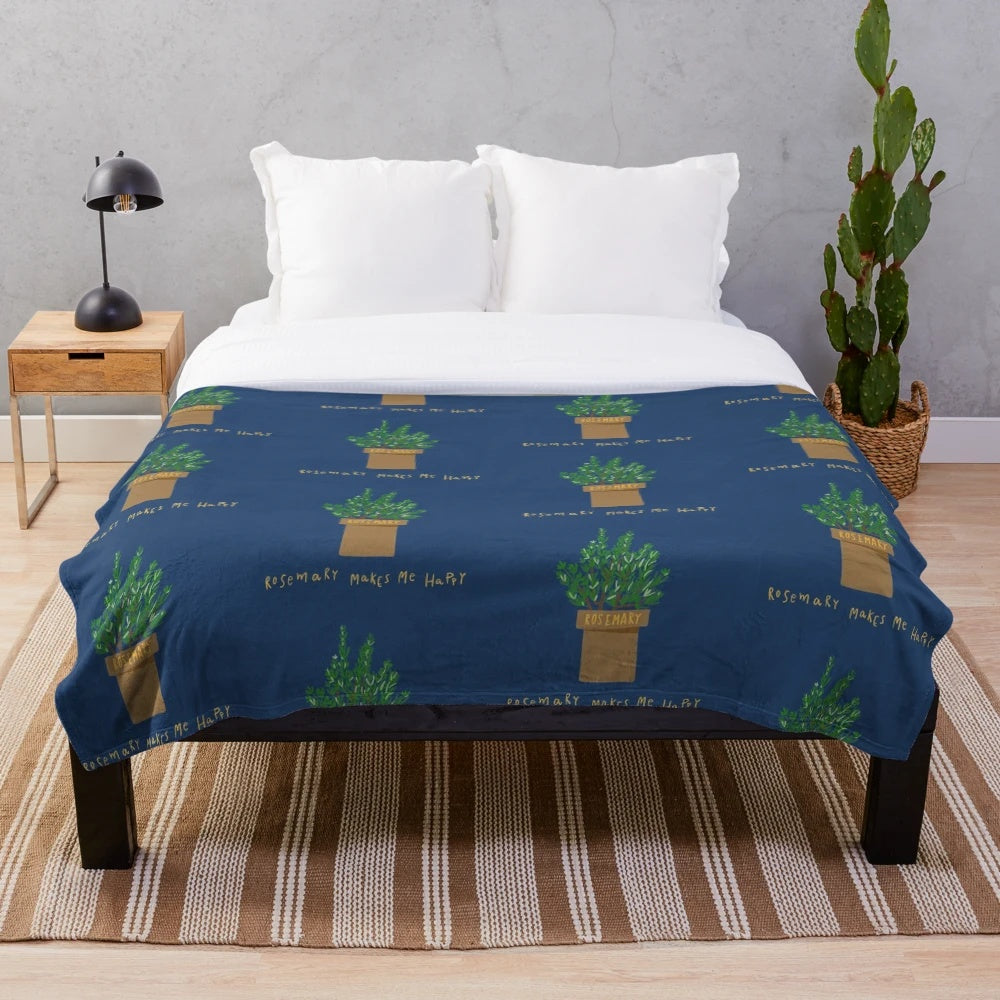 Rosemary-themed plush blanket for a cozy and happy home