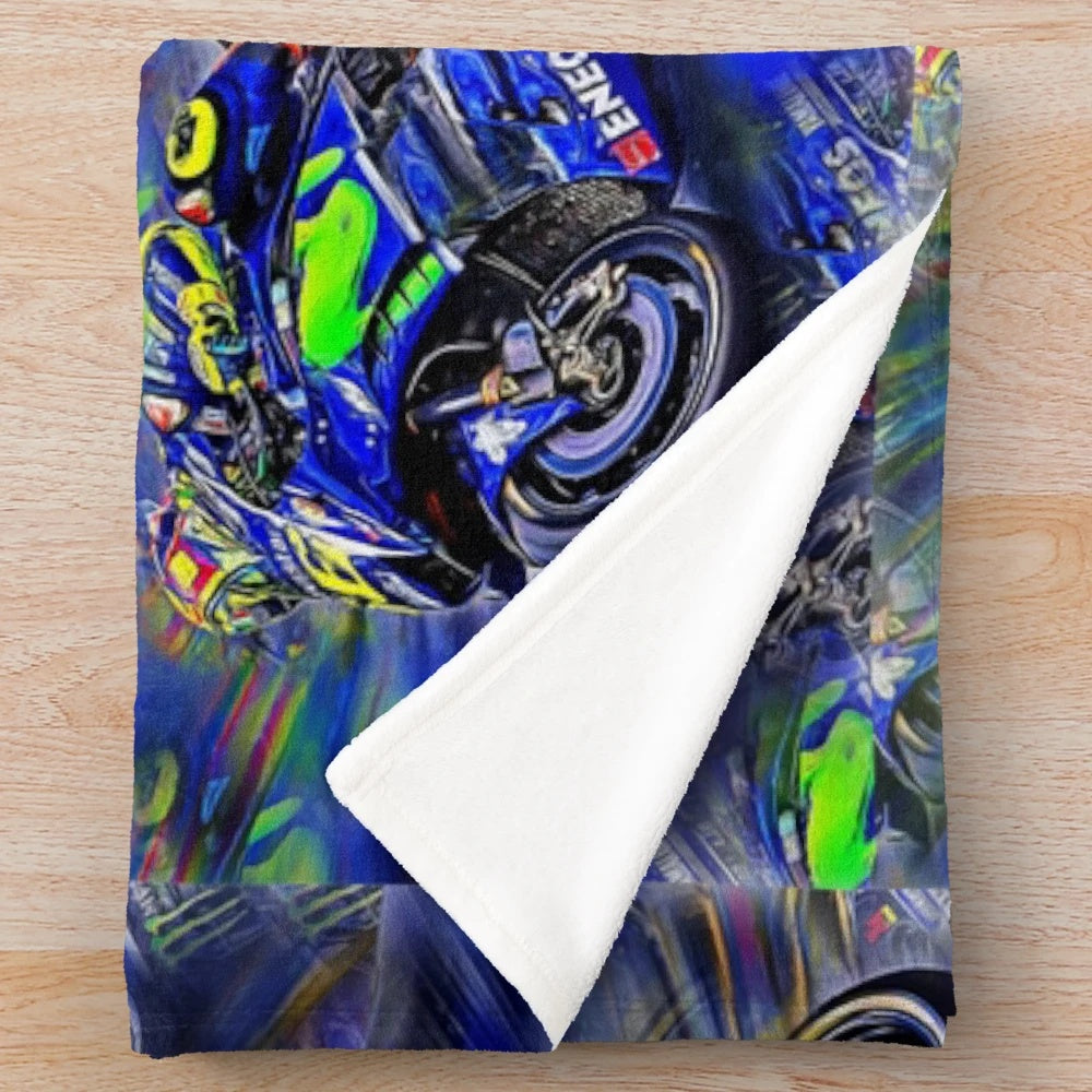 Rossi Racing-Inspired Plush Blanket for Motorcycle Fans