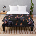 Rottweiler plush blanket in black and tan colors