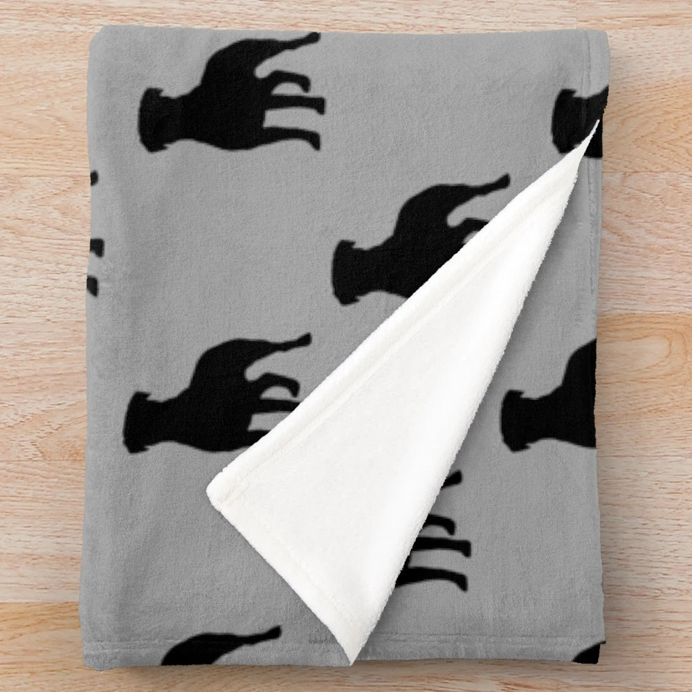 Rottweiler silhouette design on a plush, cozy blanket