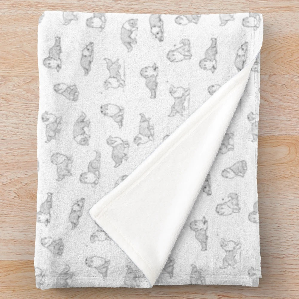 Rough collie plush blanket with grayscale sketch design