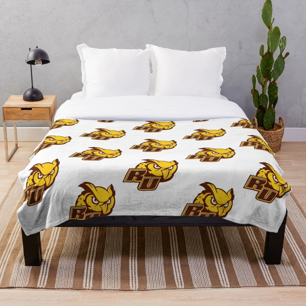 Rowan University college plush blanket with university logo
