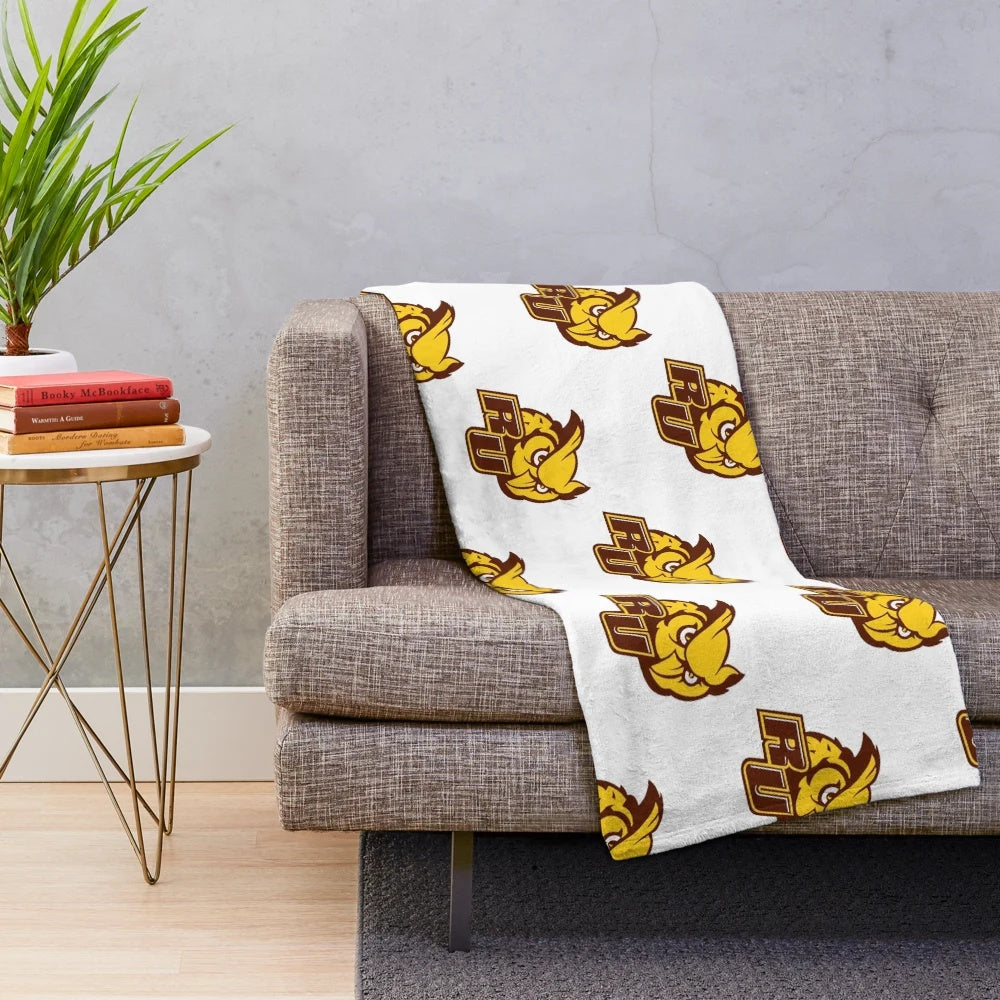 Rowan University college plush blanket with university logo
