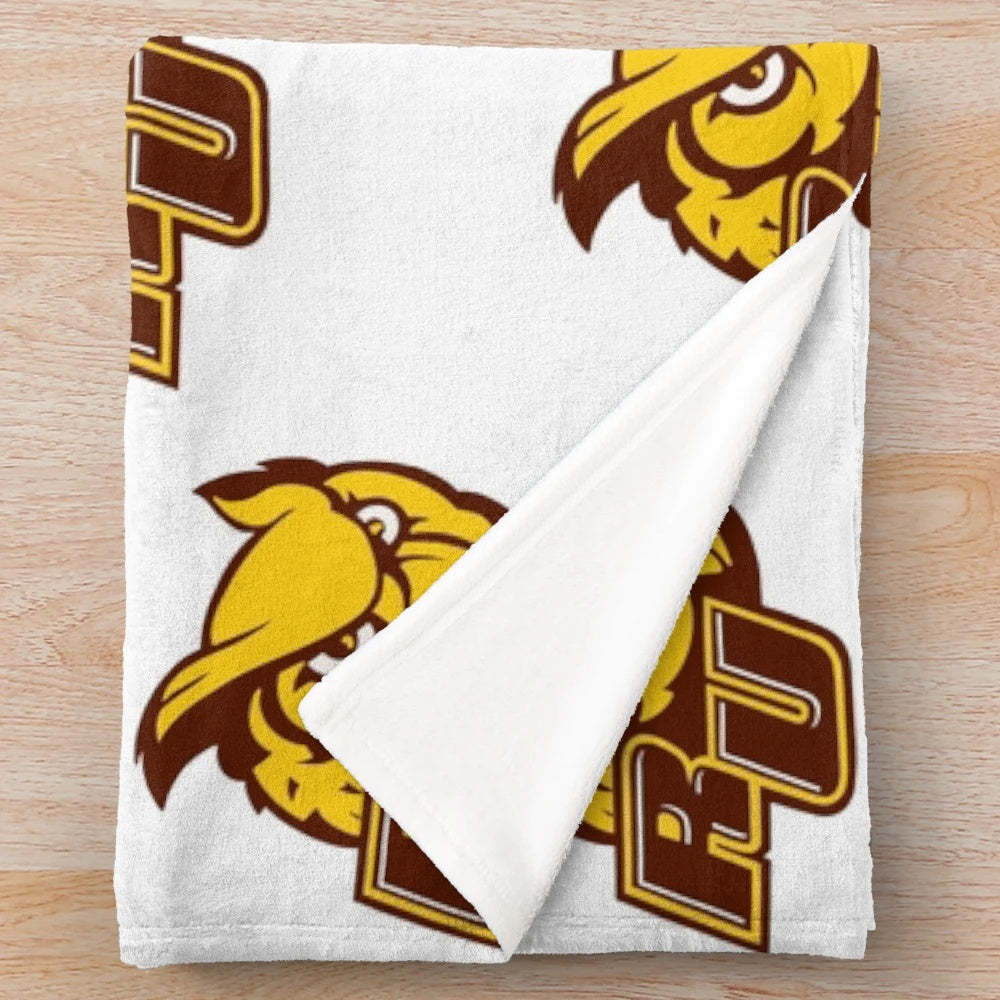 Rowan University college plush blanket with university logo