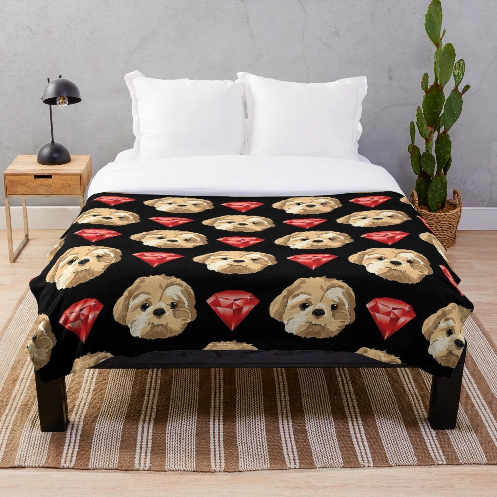 Ruby Tzu plush blanket for dogs and pet owners