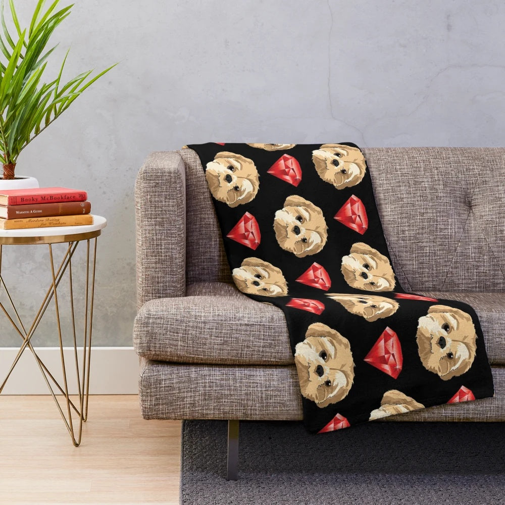 Ruby Tzu plush blanket for dogs and pet owners