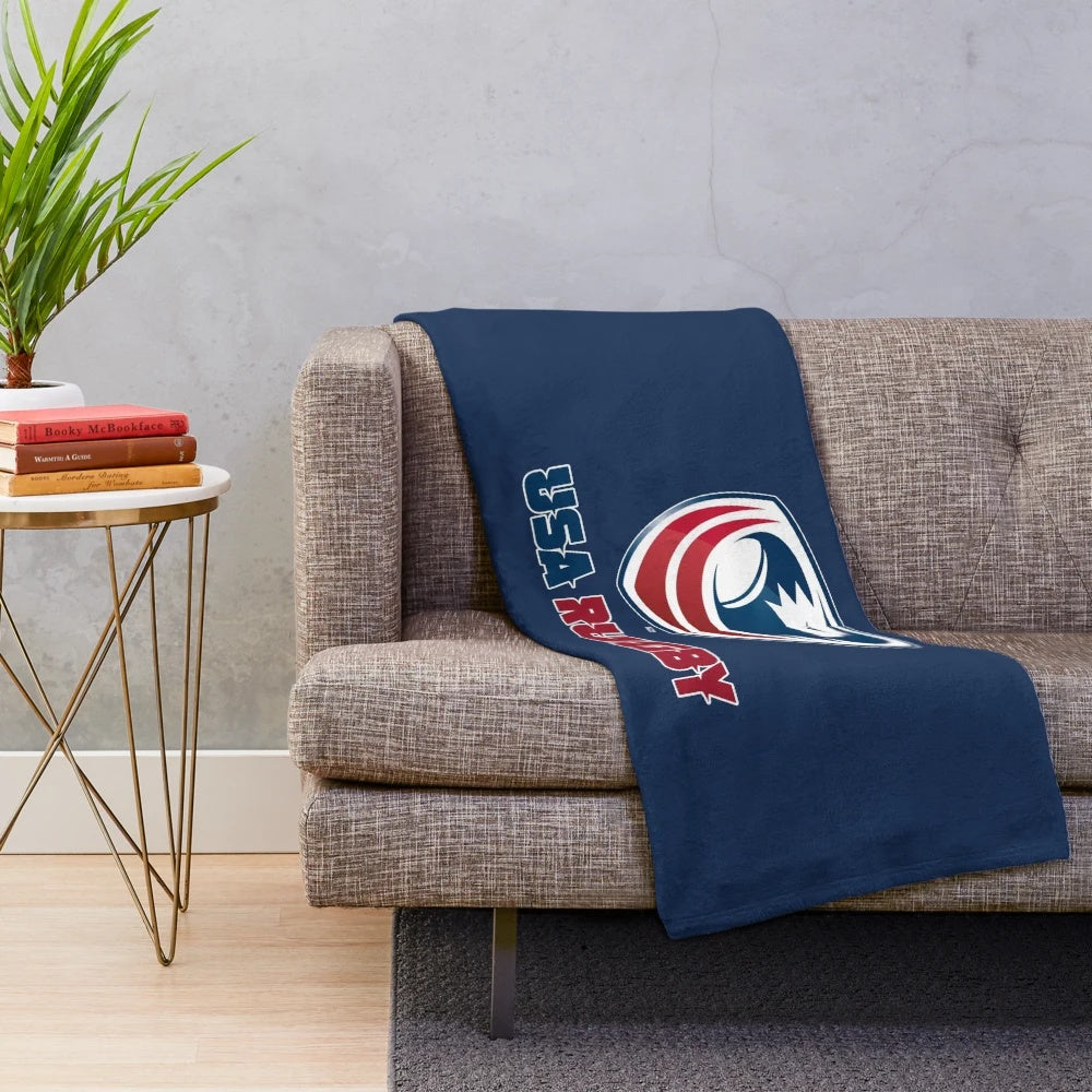 Rugby football inspired plush blanket with team logo